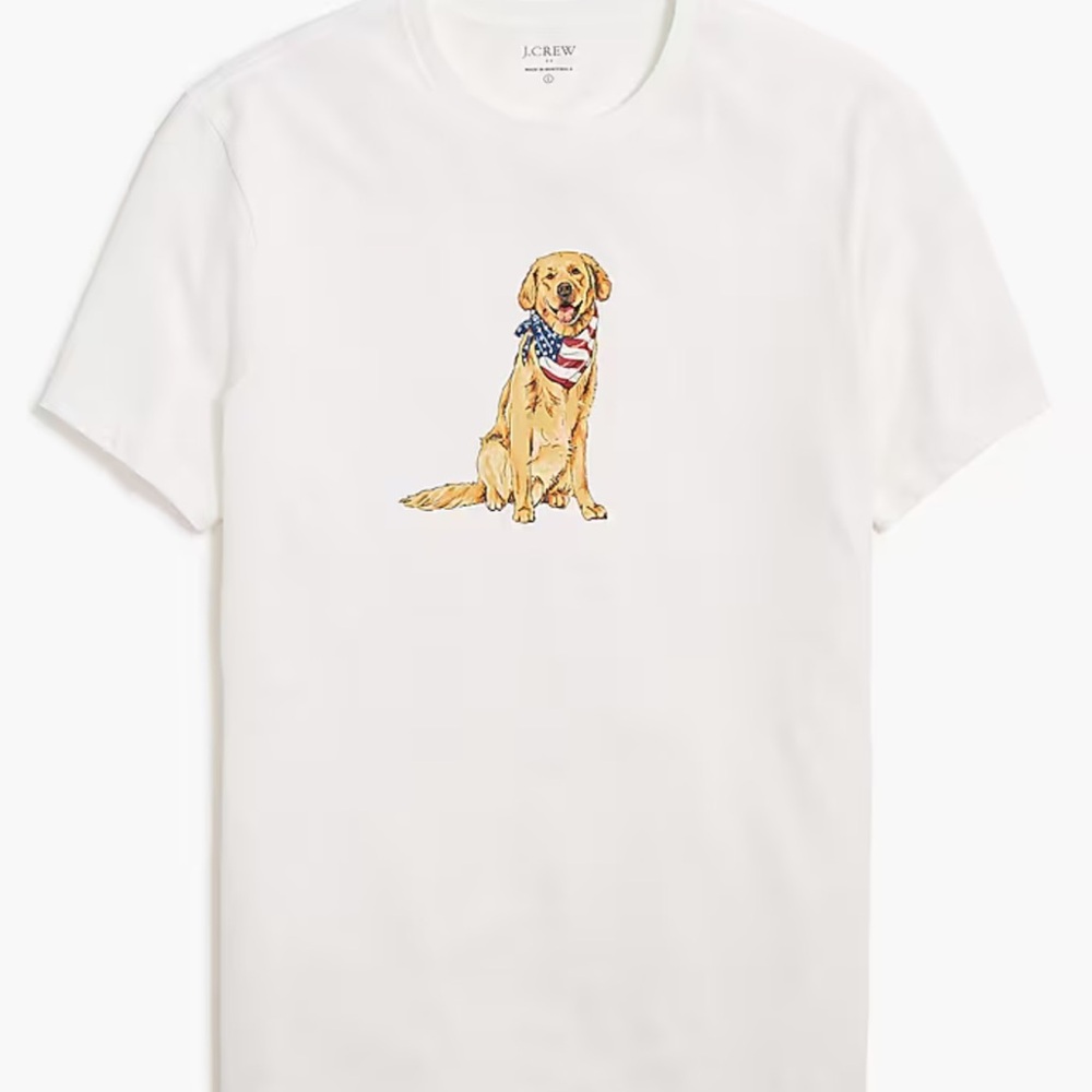 J Crew Dog with patriotic scarf graphic tee
Collector tee